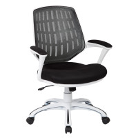 OSP Home Furnishings CLVA26-W3 Calvin Office Chair White Frame and Mesh Fabric and Arms in Black